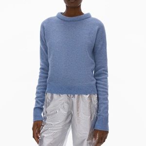 Helmut Lang Padded Neck Periwinkle Pullover Sweater